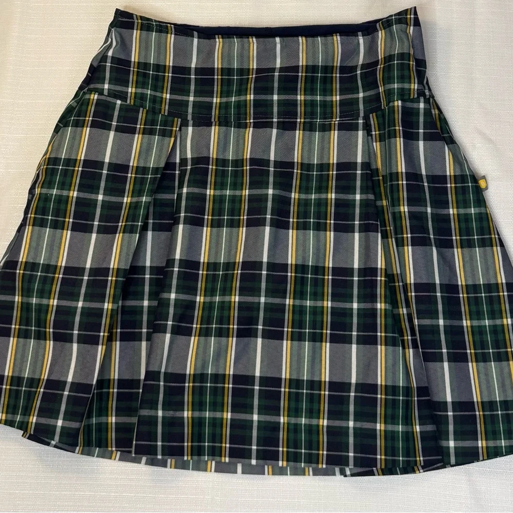 Dennis Uniform Girls Drop Yoke Pleated Skort Carden Plaid G12